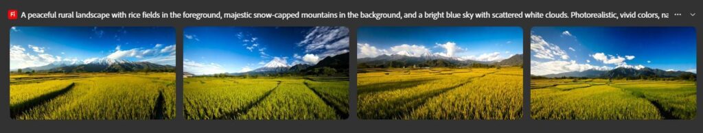 Adobe Fireflyの画面。画像生成が完了