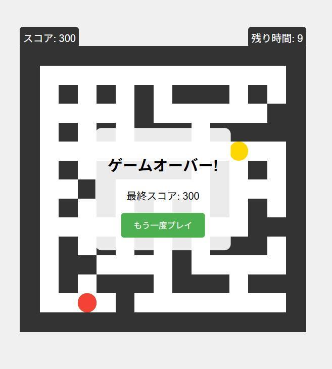 主人公がブラック企業の管理職から逃げるゲーム画面2。ゲームオーバーした様子。