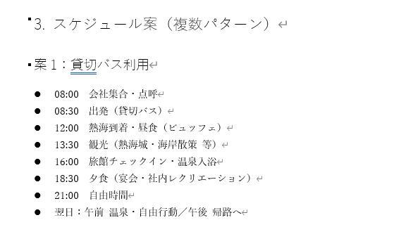 wordの画面。完成した企画書の一部。