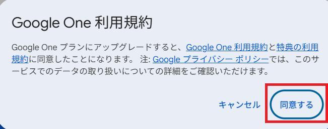 Geminiの画面。同意するボタンを押している様子。